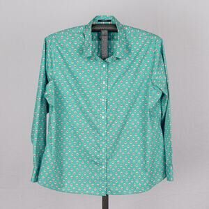 Lands' End 100% Supima Cotton Women's Button Up Blouse Size 16 PETITE Non-Iron